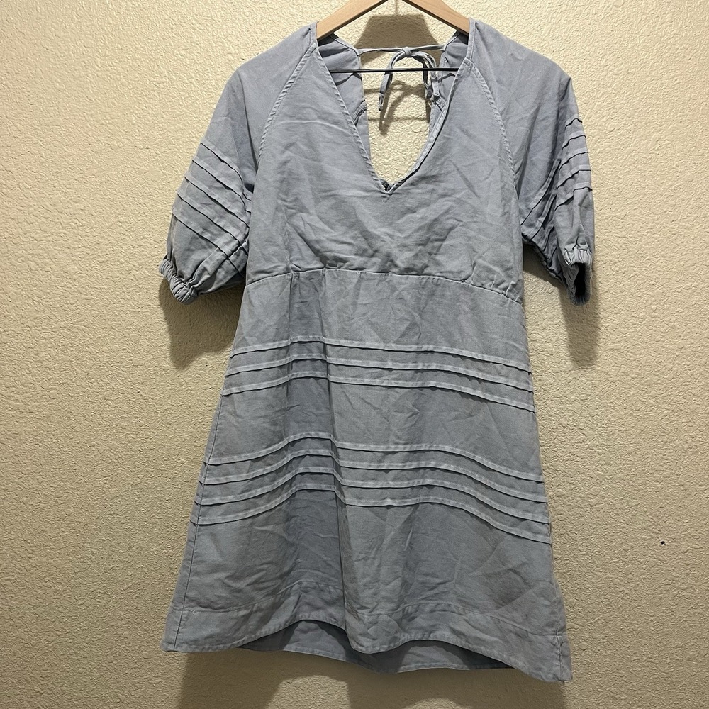 7 For All Mankind Dress Size Medium‎ Denim Babydoll Tie Open Back Cottage Core